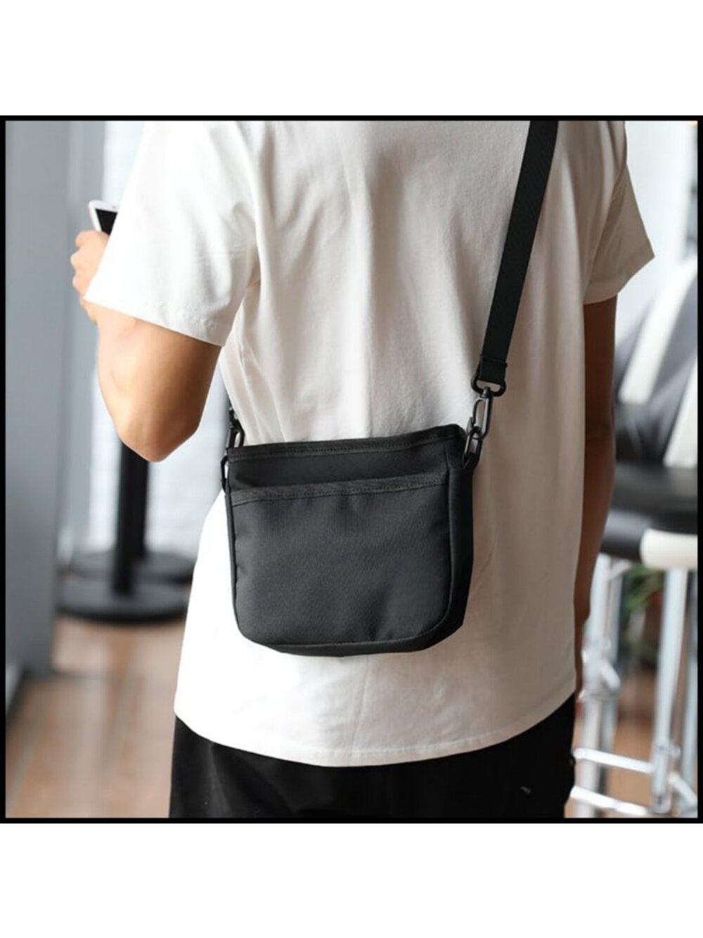 Small Water Resistant RFID Blocking Crossbody Bag Unisex Adjustable Strap - Picture 6 of 6